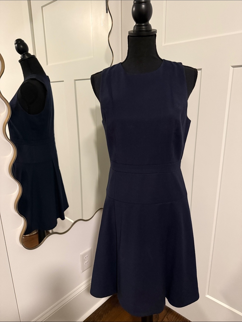J. Crew Navy Sleeveless Fit-and-Flare Dress